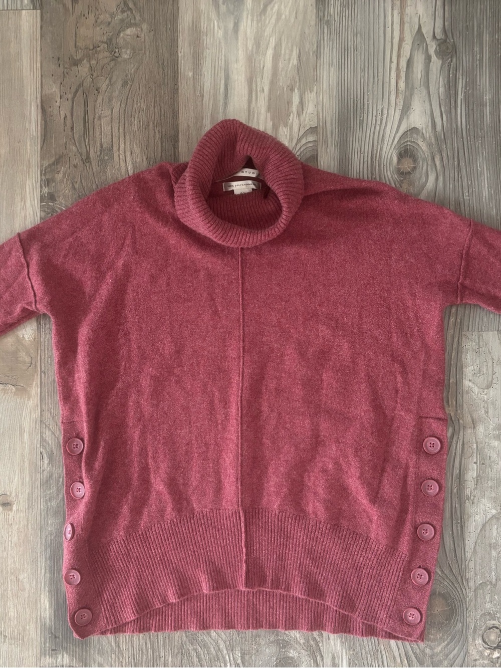 Max Studio Rose Cowl Neck Sweater with Side Buttons